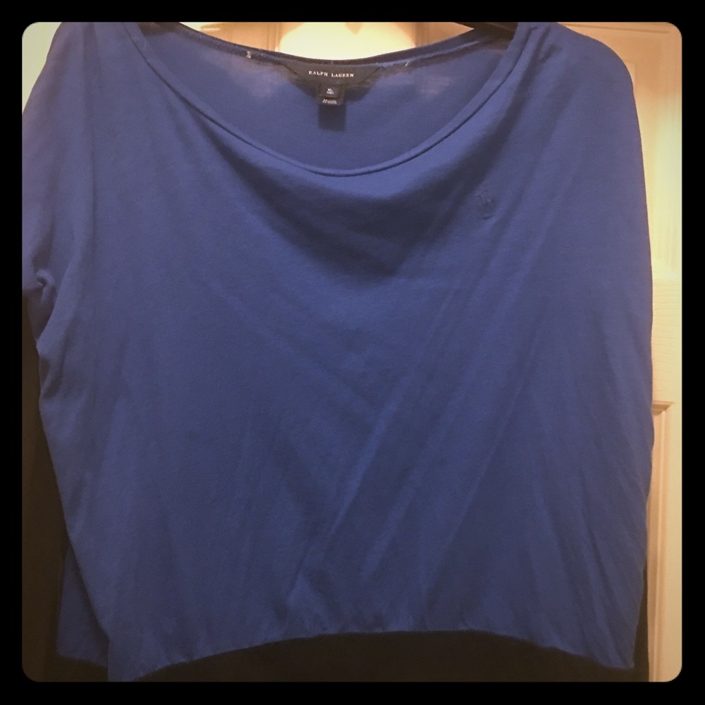 Long sleeve blue and black polo shirt
